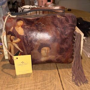 Patricia Nash Artistic Brown Leather Wristlet